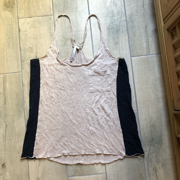 Anthropologie Michael stars side stripe linen tank in cream and blue. Size XS - Picture 4 of 8